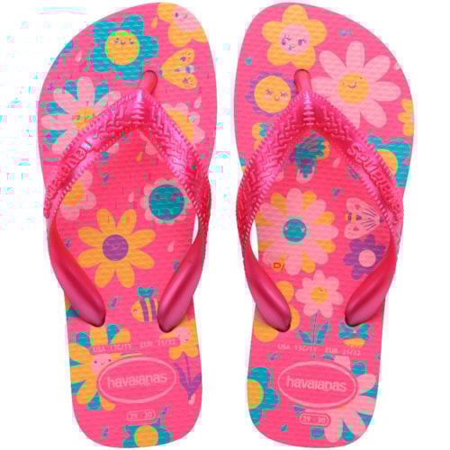 Chinelo Havaianas Kids Flores Rosa Flux 27/28