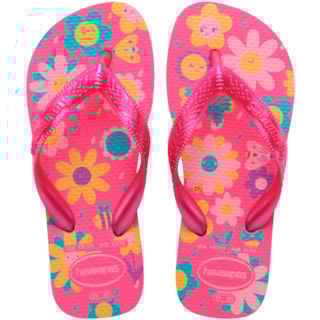 Chinelo Havaianas Kids Flores Rosa Flux 31/32