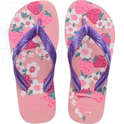 Chinelo Havaianas Kids Flores Rosa Macaron 25/26