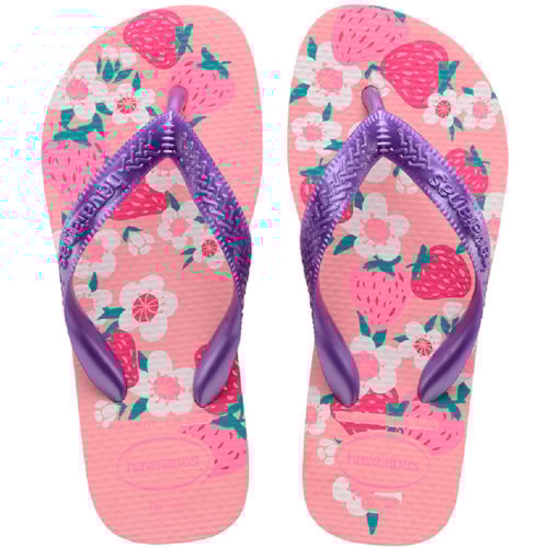 Chinelo Havaianas Kids Flores Rosa Macaron 33/34