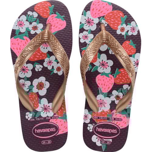 Chinelo Havaianas Kids Flores Rose Gold 27/29