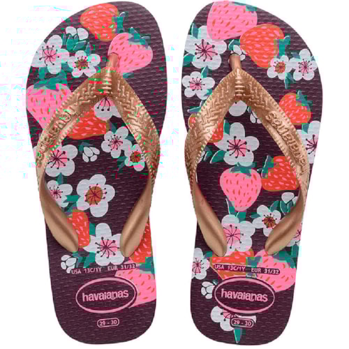 Chinelo Havaianas Kids Flores Rose Gold 31/32