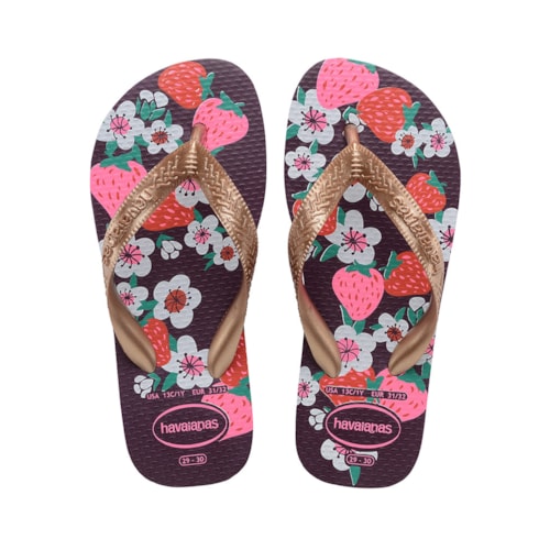 Chinelo Havaianas Kids Flores Rose Gold 33/34