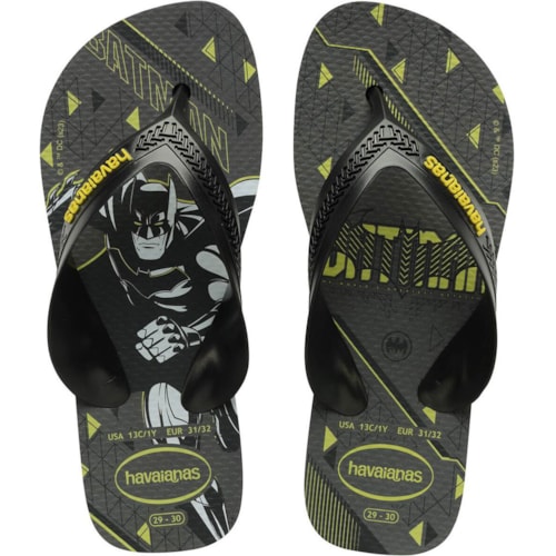 Chinelo Havaianas Kids Max Heróis Preto Amarelo 35/36