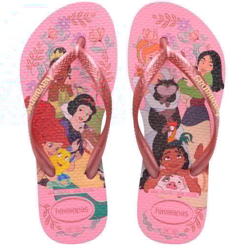Chinelo Havaianas Kids Slim Princesas Frozen Rosa 27/28
