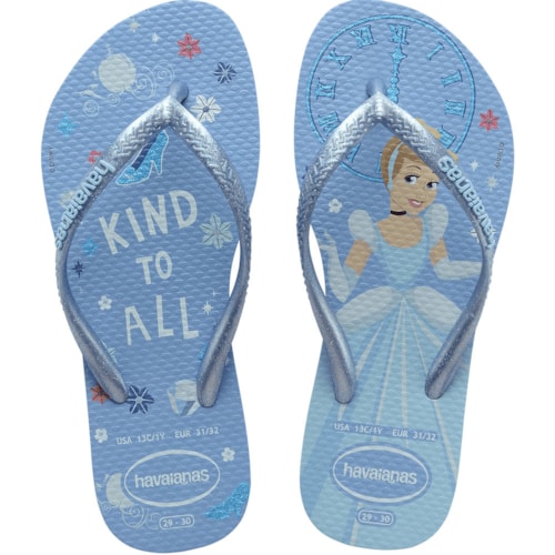 Chinelo Havaianas Kids Slim Princess Azul Water 23/24