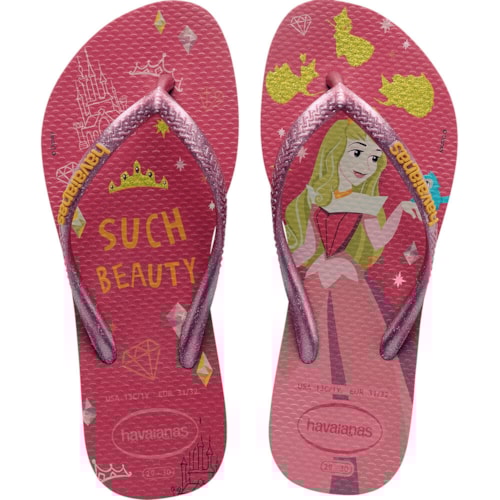 Chinelo Havaianas Kids Slim Princess Rosa Cristal 33/34