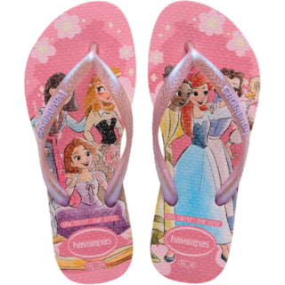 Chinelo Havaianas Kids Slim Princess Rosa Peônia 29/30