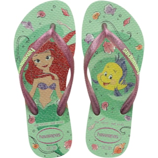 Chinelo Havaianas Kids Slim Princess Verde/Chá 25/26