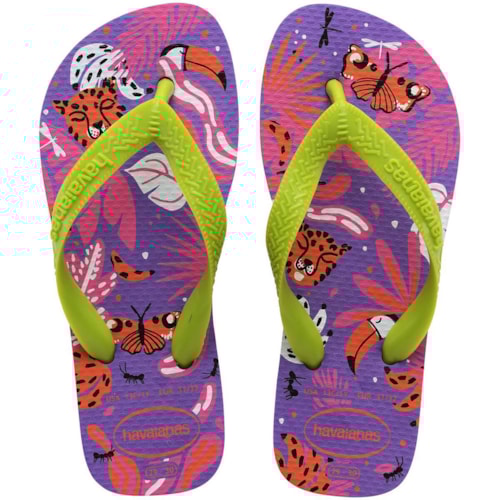 Chinelo Havaianas Kids Top Fashion Lilás/Verde 27/28