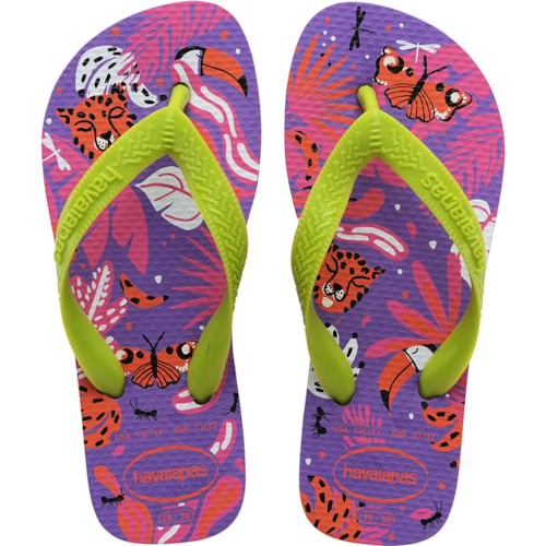 Chinelo Havaianas Kids Top Fashion Lilas/Verde Lima 37/38