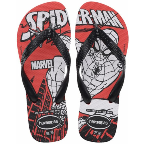 Chinelo Havaianas Marvel Logomania Verm/Pto 37/38