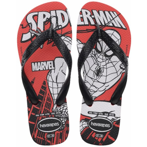 Chinelo Havaianas Marvel Logomania Verm/Pto 39/40