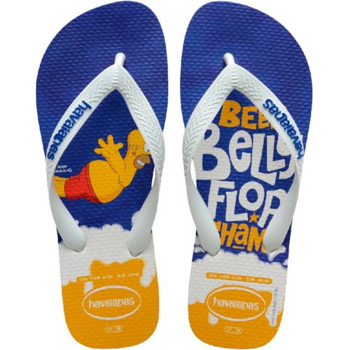 Chinelo Havaianas Simpsons Branco/Azul Estrela 43/44