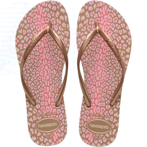 Chinelo Havaianas Slim Animais Rose Gold 37/38