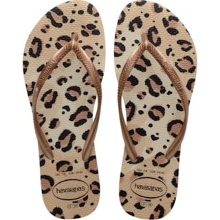 Chinelo Havaianas Slim Animals Bege 33/34