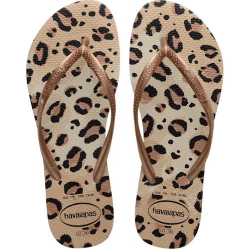 Chinelo Havaianas Slim Animals Bege 37/38