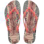 Chinelo Havaianas Slim Animals Bege Palha/Coral New Fluor 33/34