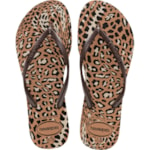 Chinelo Havaianas Slim Animals Rosé Gold/Café 33/34