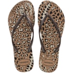 Chinelo Havaianas Slim Animals Rose Gold/Café 35/36
