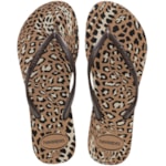 Chinelo Havaianas Slim Animals Rose Gold/Café 37/38