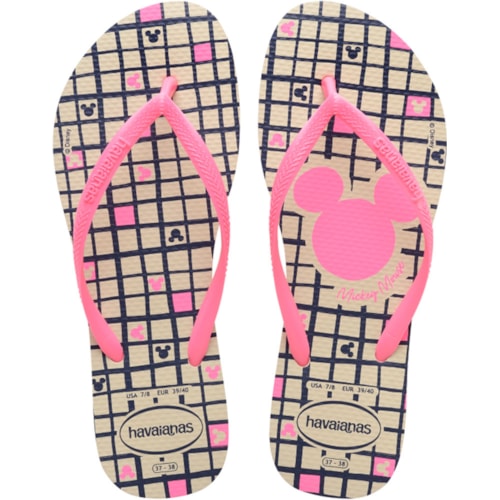 Chinelo Havaianas Slim Disney Bege Palha 33/34