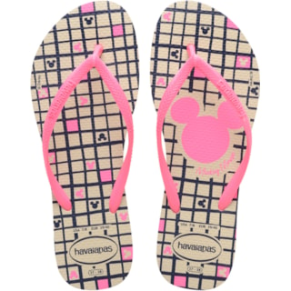 Chinelo Havaianas Slim Disney Bege Palha 35/36