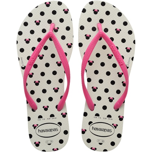 Chinelo Havaianas Slim Disney Branco/Rosa Flux 33/34