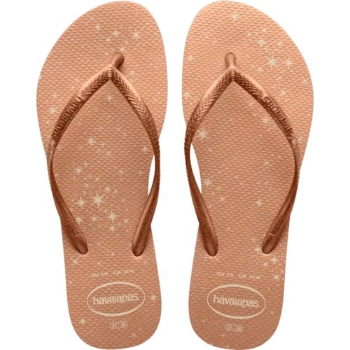 Chinelo Havaianas Slim Gloss Bege Palha 35/36