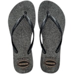 Chinelo Havaianas Slim Gloss Preto/Prata 33/34