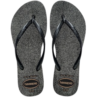 Chinelo Havaianas Slim Gloss Preto/Prata 35/36