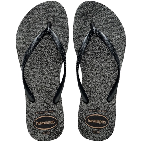 Chinelo Havaianas Slim Gloss Preto/Prata 35/36