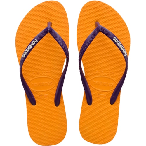 Chinelo Havaianas Slim Logo Pop Up Laranja Citrus 39/40
