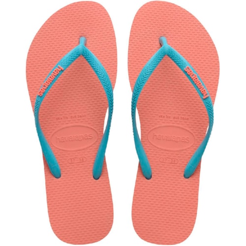 Chinelo Havaianas Slim Logo Pop Up Rosa Peach 35/36