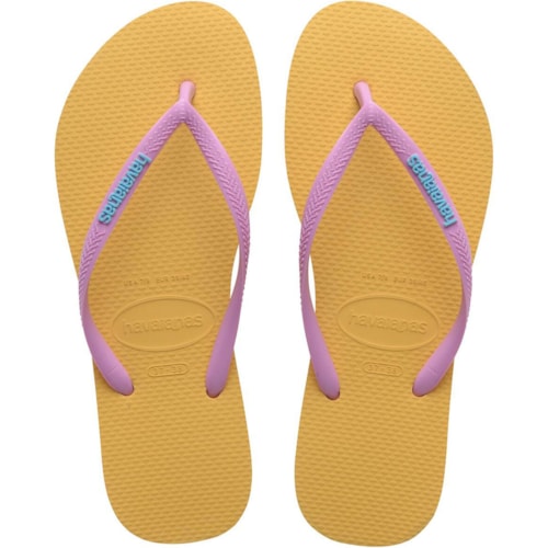 Chinelo Havaianas Slim Logo PopUp Amarelo/Cajá 37/38