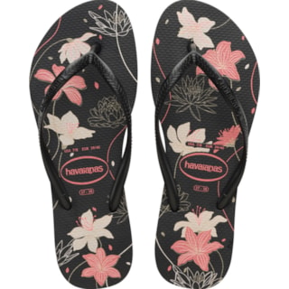 Chinelo Havaianas Slim Ogrananic Preto/Cinza Dark/Rosa 39/40