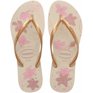 Chinelo Havaianas Slim Organic Bege/Dourado 33/34