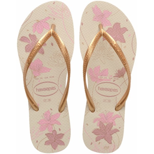 Chinelo Havaianas Slim Organic Bege/Dourado 35/36