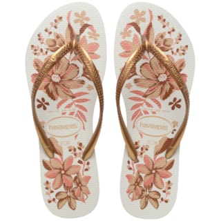 Chinelo Havaianas Slim Organic Branco Dourado 35/36