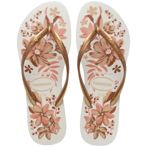 Chinelo Havaianas Slim Organic Branco Dourado 35/36