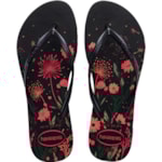 Chinelo Havaianas Slim Organic Preto/Rosa 39/40