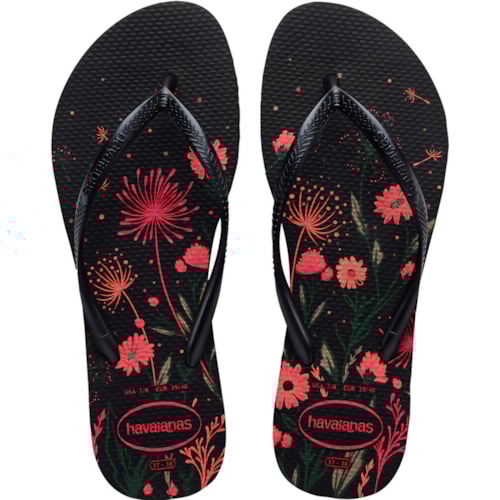 Chinelo Havaianas Slim Organic Preto/Rosa 39/40