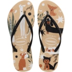 Chinelo Havaianas Slim Pets Dourado/preto 33/34