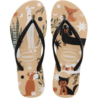 Chinelo Havaianas Slim Pets Dourado/preto 35/36