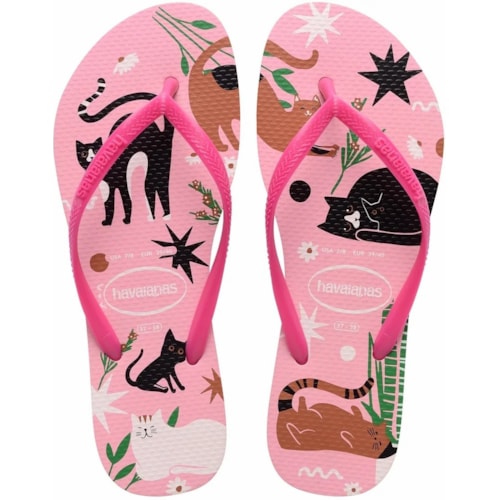 Chinelo Havaianas Slim Pets Rosa Glow 33/34