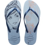Chinelo Havaianas Slim Princesas Azul Ashley 37/38