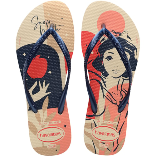 Chinelo Havaianas Slim Princesas Bege/Marinho 37/38