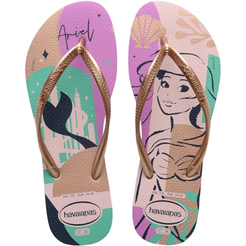 Chinelo Havaianas Slim Princesas Rosa Peonia 39/40