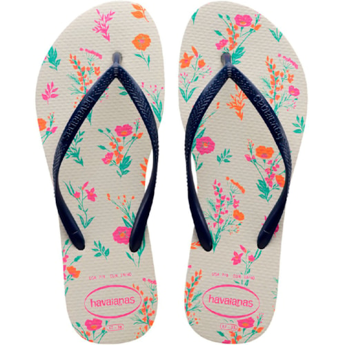 Chinelo Havaianas Slim Romance Branco/Marinho 39/40