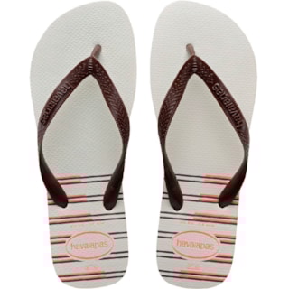 Chinelo Havaianas Top Basic Branco/Café 37/38